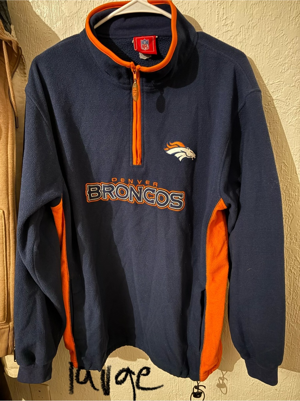 NFL Denver Broncos Navy and Orange Half-Zip Fleece Pullover